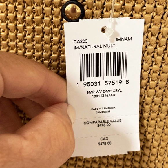 Coach Multicolor Woven Straw Satchel with Leather Trim - Picture 10 of 10